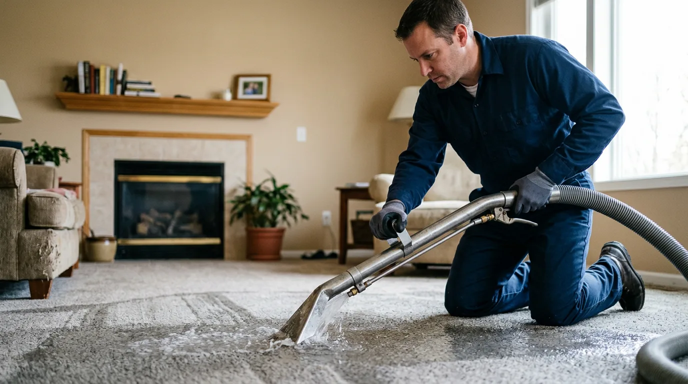 Water damage restoration technician working near Broadway, VA